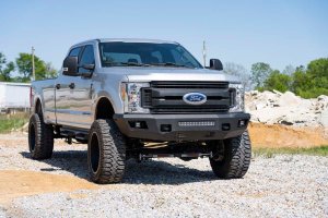 Ford F-350 Super Duty Front Bumper - Rough Country - LED Bumper with Cube and Light Bar - Flat Black - '17-'22 Ford F-350 Super Duty Front Bumper - Rough Country - LED Bumper with Cube and Light Bar - Flat Black - '17-'22